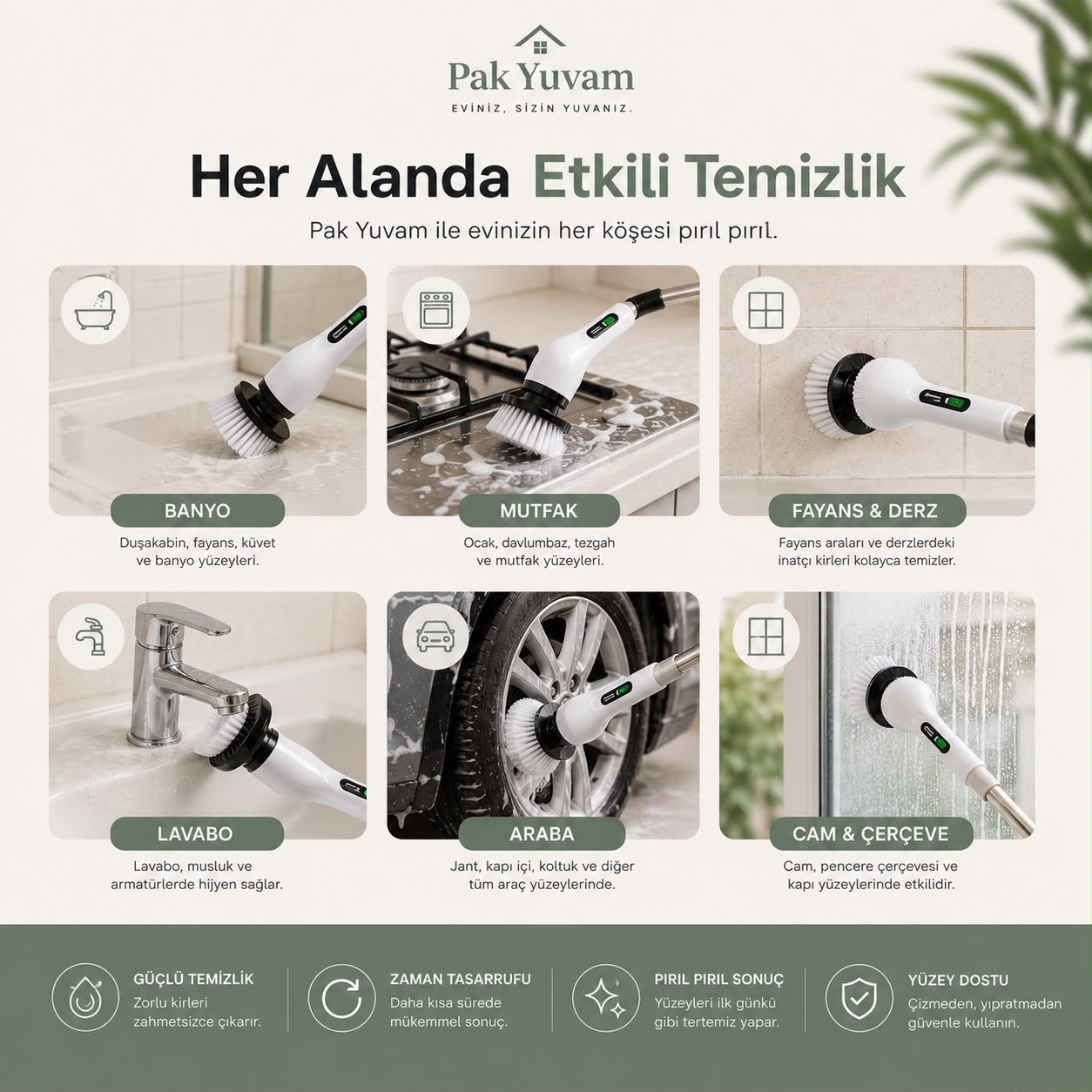 9'u Bir arada Pakyuvam Elektrikli Temizlik Fırçası