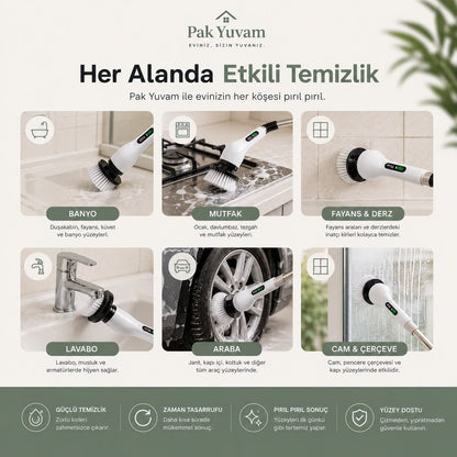 9'u Bir arada Pakyuvam Elektrikli Temizlik Fırçası