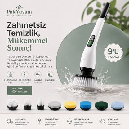 9'u Bir arada Pakyuvam Elektrikli Temizlik Fırçası