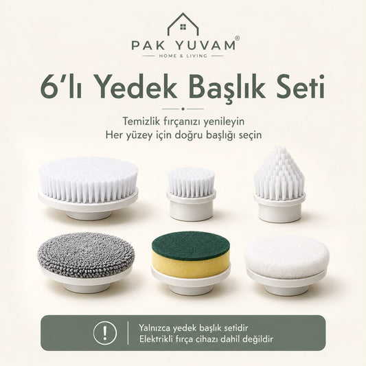 6 lı Elektirikli Fırça Yedek Parça Seti