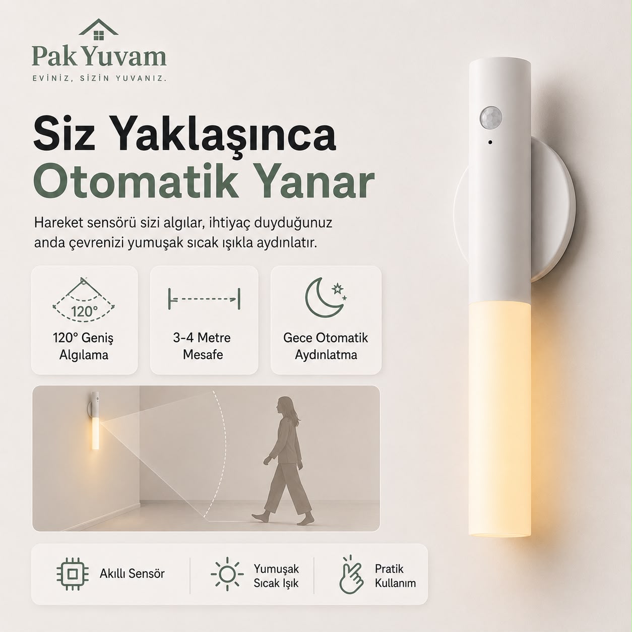 Hareket Sensörlü Dekoratif Lamba