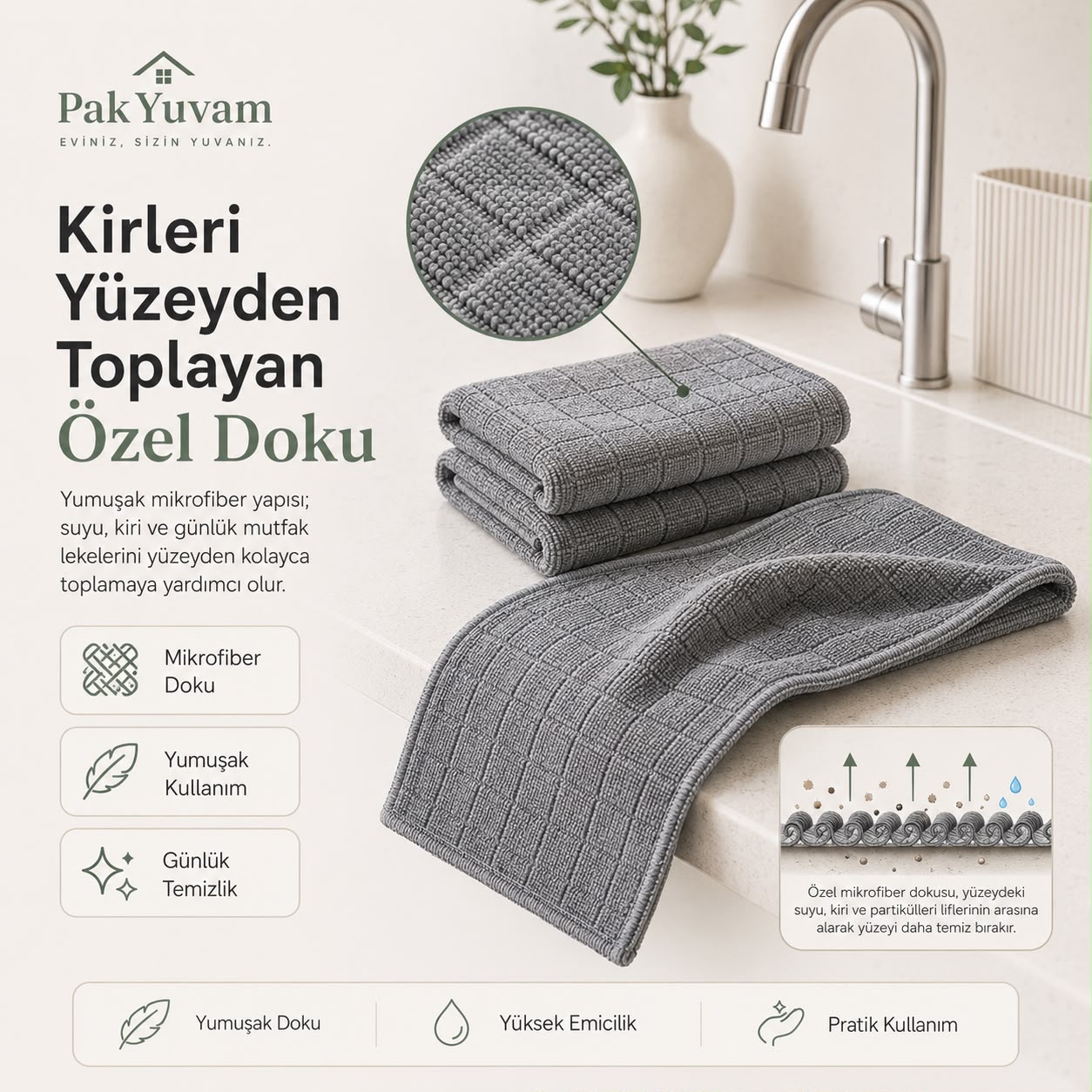 3'lü Paket Mikrofiber Bez