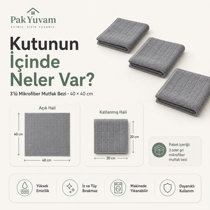 3'lü Paket Mikrofiber Bez